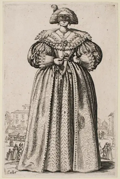 Lorrains adel – maskerad dam av Jacques Callot