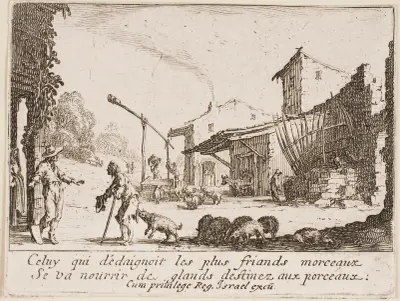 Den förlorade sonen vaktar svinen av Jacques Callot