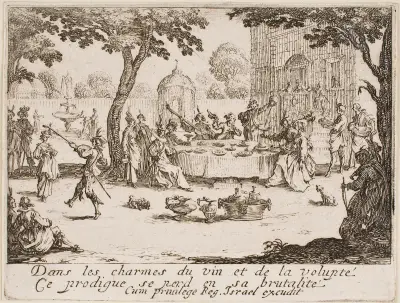 Den förlorade sonen förstör sin förmögenhet av Jacques Callot