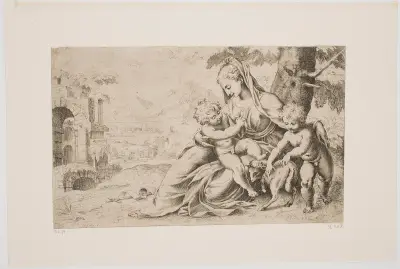 Jungfrun i landskap av Jacques Callot