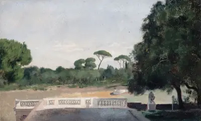 Jardins de la Villa Borghèse vus depuis la Villa Médicis à Rome av Jean-Jacques Henner