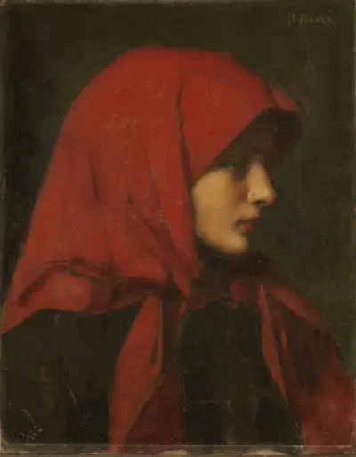 Bondkvinna (Kvinna med röd huva) av Jean-Jacques Henner