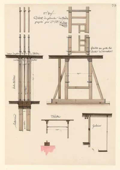2.eme projet. Détail du plancher du théâtre av Jean Jacques Lequeu