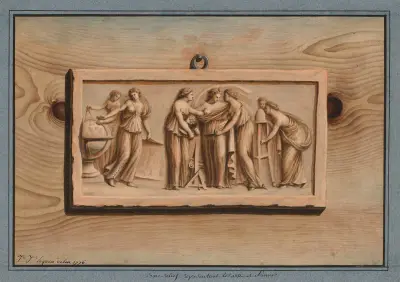 Basrelief föreställande konsten och vetenskapen av Jean Jacques Lequeu
