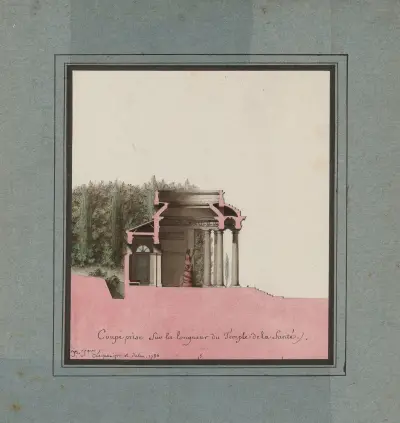 Sektion genom Temple de la Santé av Jean Jacques Lequeu