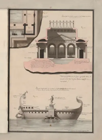 Kresba znázorňující pomocí figur, jakými odstíny a jak mají být lavírovány půdorysy, elevace a profily neprůhledných těles, 1777 – Nr. 5, Jean Jacques Lequeu