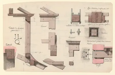 Détails de lucarne, planchée av Jean Jacques Lequeu