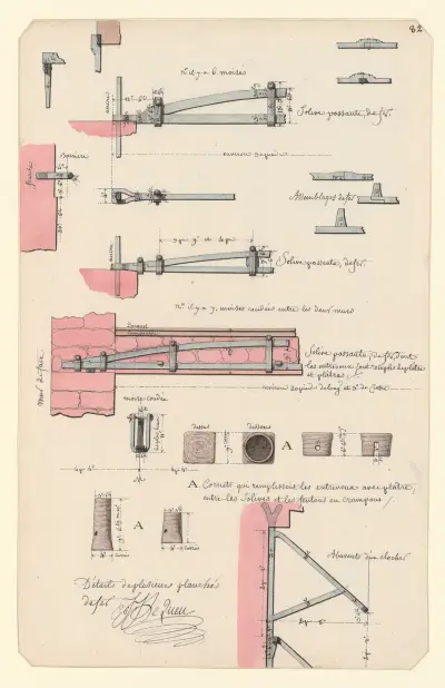 Detaljer från flera järnplattor av Jean Jacques Lequeu