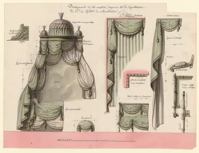 Dévelopement du lit nuptial, draperies… de l’apartement du 2e. de l’hôtel de Montholon von Jean Jacques Lequeu