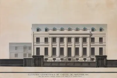 Fasadens elevation för Hôtel de Montholon, Paris av Jean Jacques Lequeu