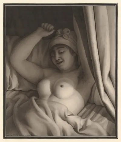 Etude de nu féminin dans un lit von Jean Jacques Lequeu