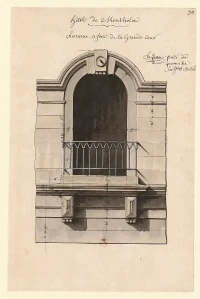 Hôtel de Montholon ; Lucarne a foin de la grande cour von Jean Jacques Lequeu