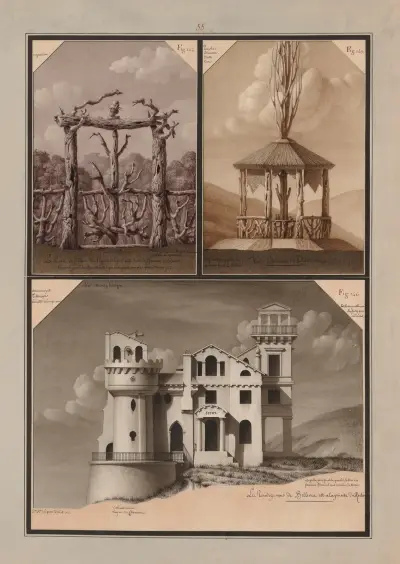 La porte de clôture de l’hermitage est sur le chemin solitaire comme pour les anachorètes qui menaient une vie érémitique av Jean Jacques Lequeu