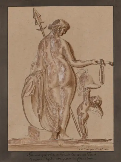 L’Amour présente à Vénus les armes d’Enée, dessiné d’après une pierre de cornaline av Jean Jacques Lequeu