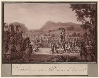 Pharamond, premier soldat heureux, salué roy par les françoi von Jean Jacques Lequeu
