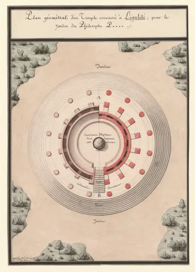 Plan géométral d’un temple consacré à l’Egalité von Jean Jacques Lequeu