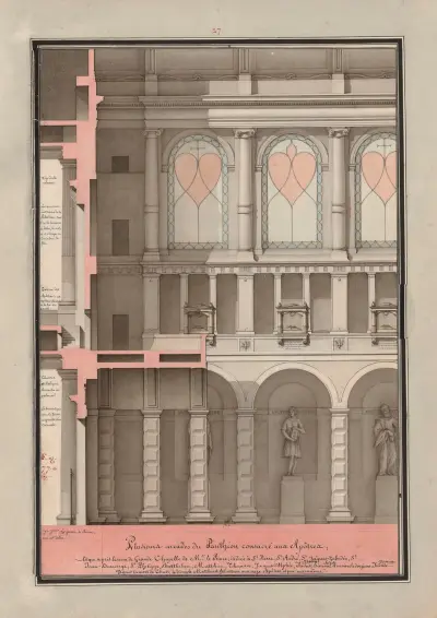 Plusieurs arcades du Panthéon consacré aux Apôtres av Jean Jacques Lequeu