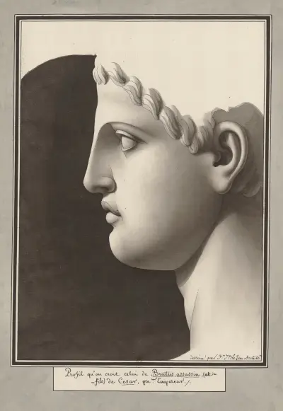 Profil som man tror är Brutus, Caesars mördare (och son) av Jean Jacques Lequeu
