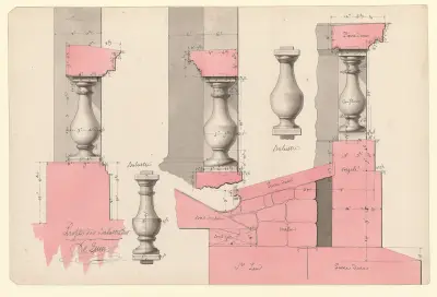 Balustradprofiler av Jean Jacques Lequeu