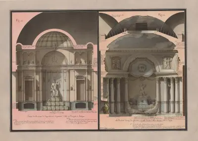Musiksalong i lägenheten på första våningen, vid Euterpes tempel; Boudoiren på bottenvåningen av Jean Jacques Lequeu
