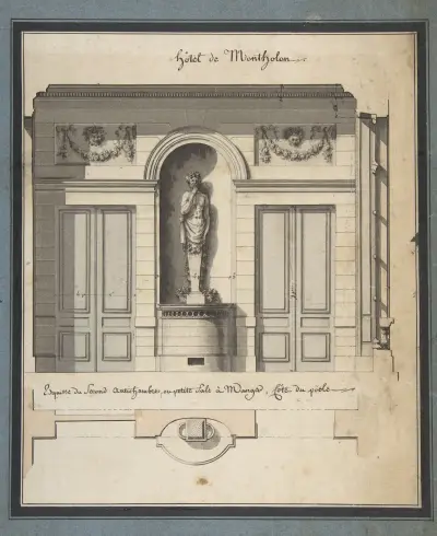 Section and Plan of the Small Dining Room of the Hôtel de Montholon von Jean Jacques Lequeu