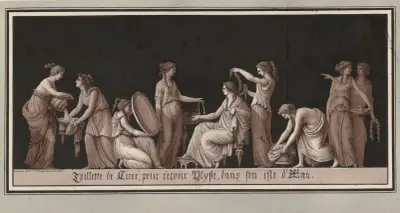Kirces toalett för att ta emot Odysseus på hennes ö Aiaia av Jean Jacques Lequeu