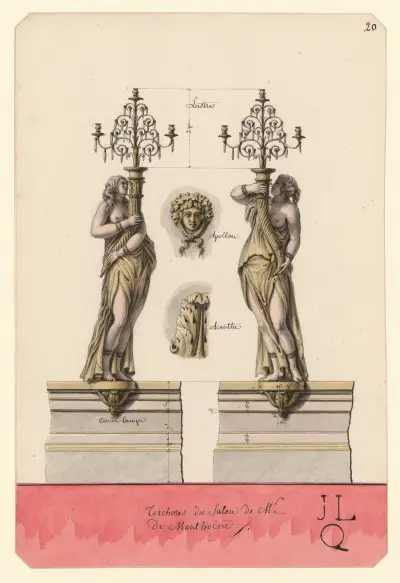 Torcheres du salon de Mr. de Montholon von Jean Jacques Lequeu
