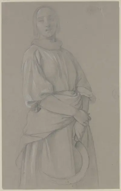 A female reaper with a scythe av Jakob Becker