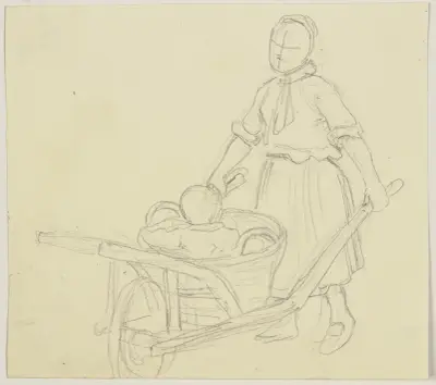 Bauernmädchen mit Schubkarren von Jakob Becker