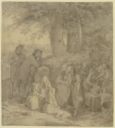 Bönder vid brunnen av Jakob Becker
