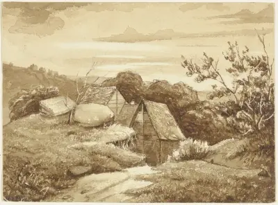 Lantgård i landskap av Jakob Becker