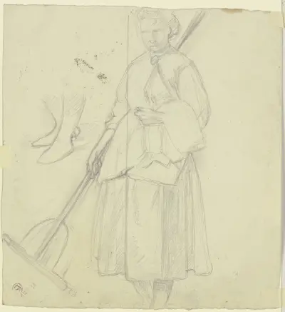 Farmwoman with a rake von Jakob Becker
