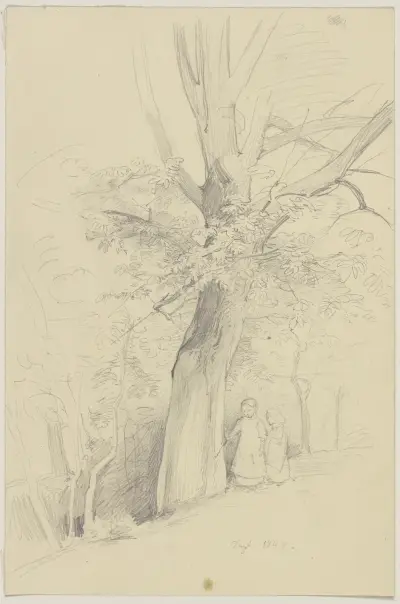 Grove with two children von Jakob Becker
