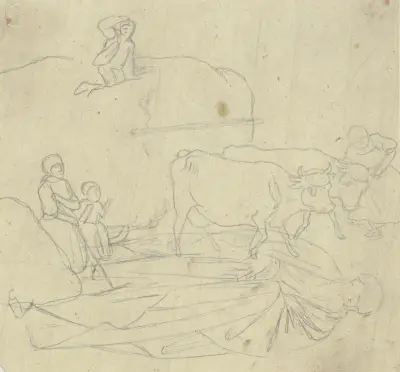 Höskrinda och skäggig helgonfigur i mantel av Jakob Becker