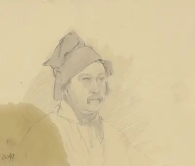 Man med skägg och hatt av Jakob Becker