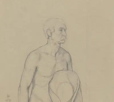 Manlig akt med hatt (fragment) av Jakob Becker