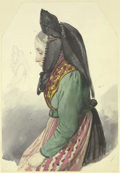 Peasant girl to the left av Jakob Becker