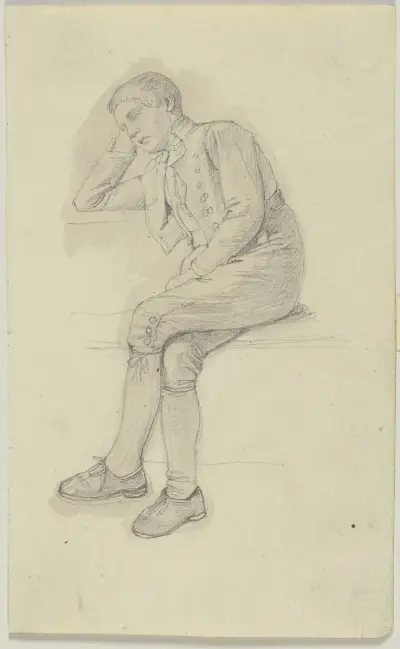 Sitzender schlafender Bauernjunge von Jakob Becker