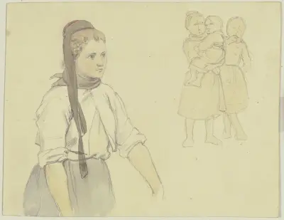 Studienblatt; Bauernmädchen – Nr. 2 von Jakob Becker