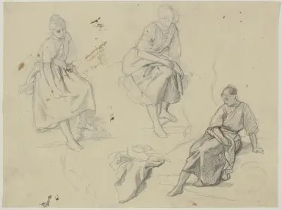 Studienblatt; Sitzende Frauen – Nr. 1 von Jakob Becker