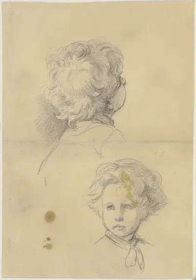 Study sheet; Boy’s head von Jakob Becker