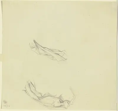 Study sheet; drapery von Jakob Becker