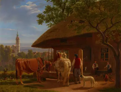 Bauernhof in Kirchberg av Johann Jakob Biedermann