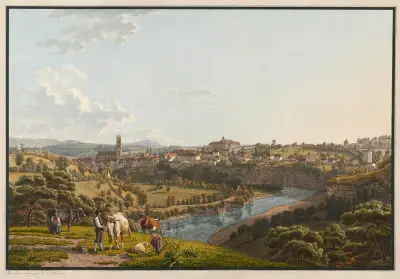 Fribourg, von Norden av Johann Jakob Biedermann