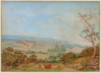 Gottstatt, Kloster, von Südwesten av Johann Jakob Biedermann