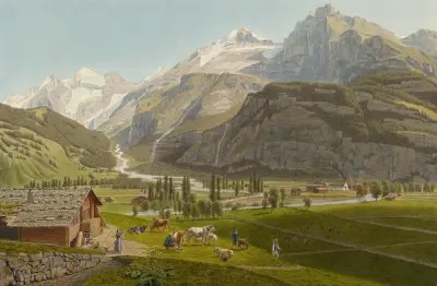 Kandersteg och Kandertal, från norr av Johann Jakob Biedermann
