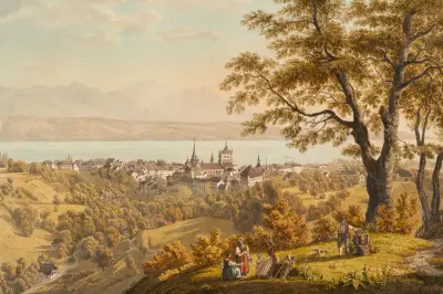 Lausanne, von Nordosten av Johann Jakob Biedermann