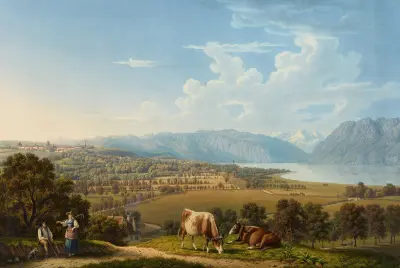 Lausanne från nordväst av Johann Jakob Biedermann