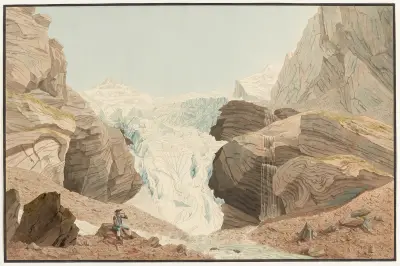 Le Glacier nommé Rosenlaui, à côté du Wetterhorn av Johann Jakob Biedermann