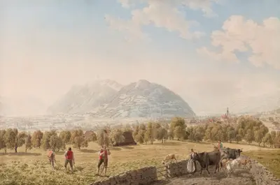 Schwyz, von Osten av Johann Jakob Biedermann